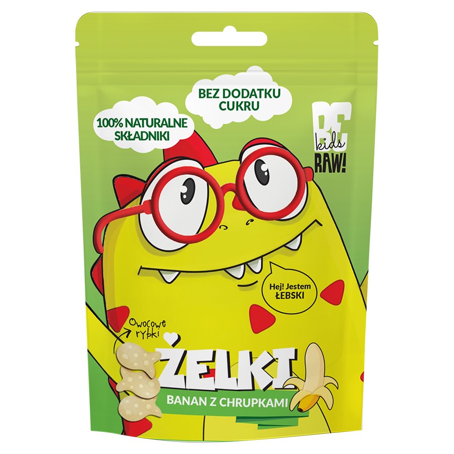 BeRAW Kids Żelki Banan z Chrupkami owocowe rybki 35 g - Żelki - Purella Food Sp