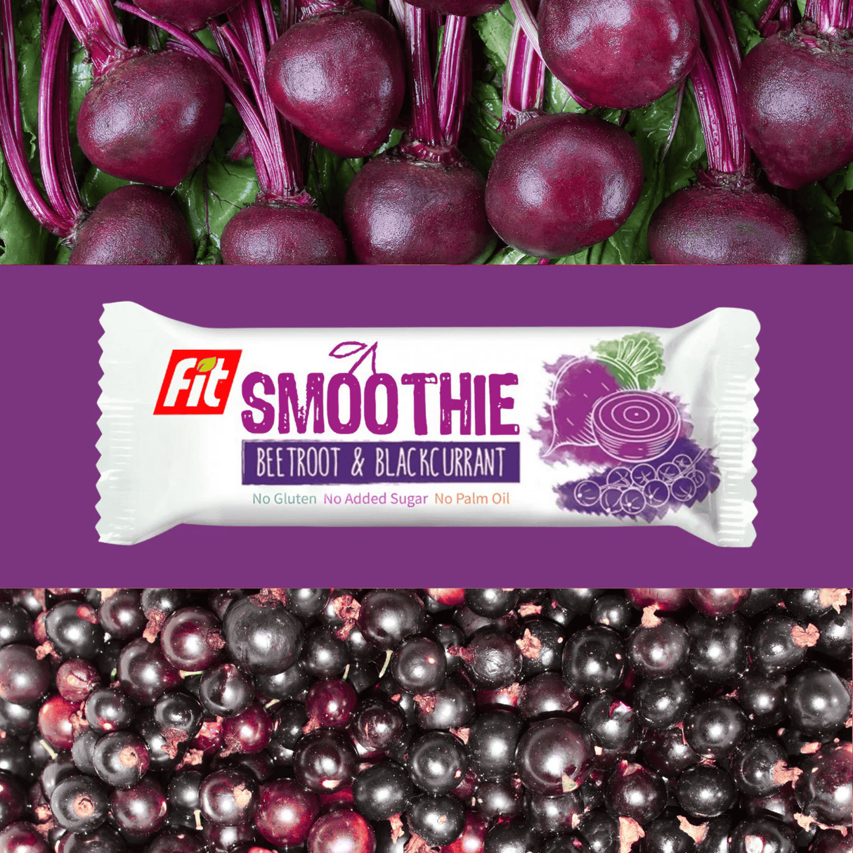 Fit SMOOTHIE Baton owocowo-warzywny z czerwonym burakiem i czarną porzeczką 32 g - Baton owocowy - Usovsko Food - Sklep Fit-Land - Kup na www