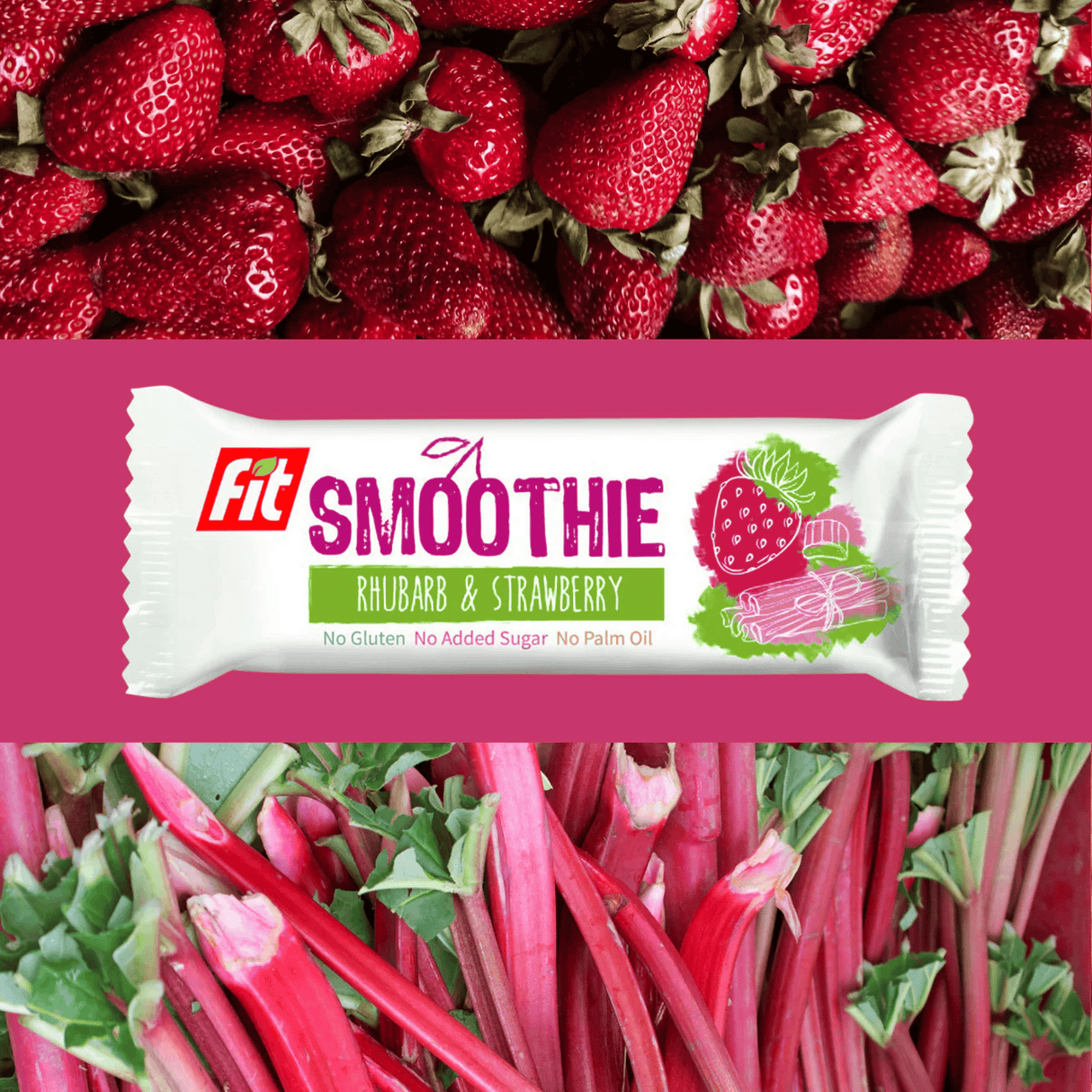 Fit SMOOTHIE Baton owocowo-warzywny z truskawką i rabarbarem 32 g - Baton owocowy - Usovsko Food - Sklep Fit-Land - Kup na www