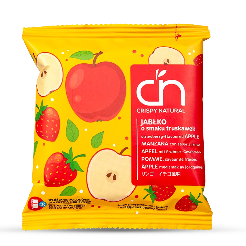 CRISPY NATURAL Jabłko o smaku truskawek - Suszone chipsy z jabłek - Suszone chipsy - Crispy Natural - Sklep Fit-Land - Kup na www