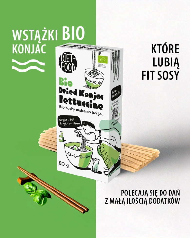 DIET FOOD Bio Suchy Makaron Shirataki Konjac Fettucine 80 g - Makarony konjac - PPHU MIPAMA E