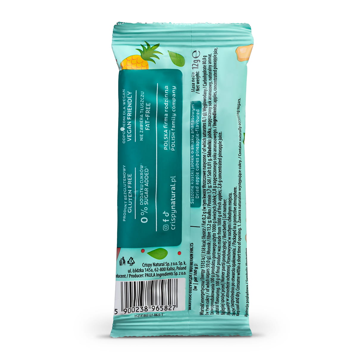 CRISPY NATURAL Jabłko o smaku ananasa - suszone kostki z jabłek - Chipsy i chrupki - Crispy Natural - Sklep Fit-Land - Kup na www