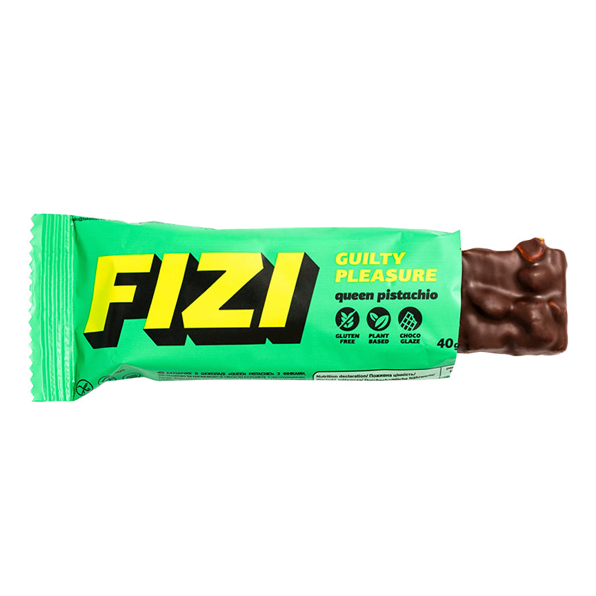 FIZI Queen Pistachio Baton bezglutenowy Queen Pistachio w polewie czekoladowej 40 g - Batony orzechowe - FIZI - Sklep Fit-Land - Kup na www