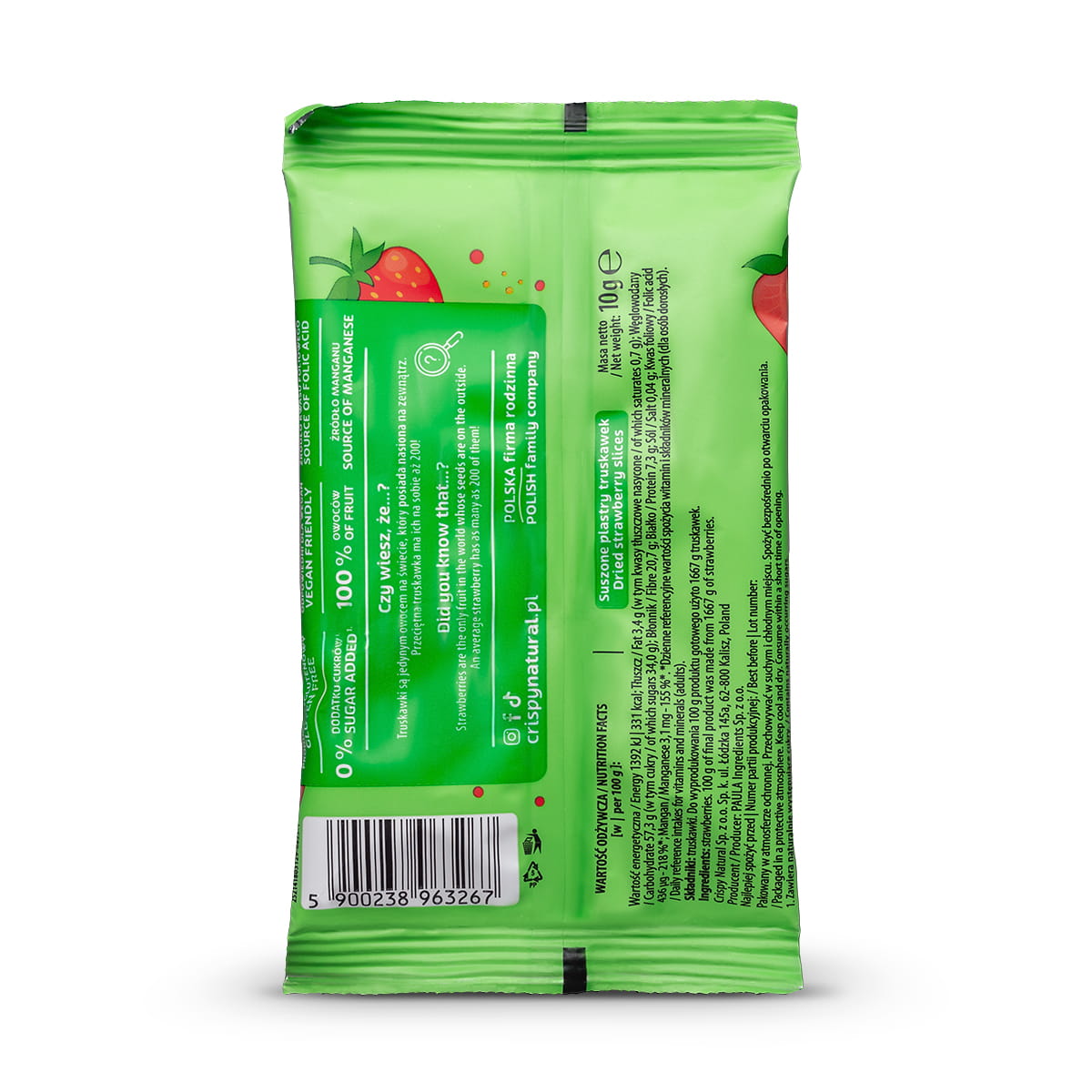 CRISPY NATURAL Truskawka 100% - Suszone chipsy z truskawek - Suszone chipsy - Crispy Natural - Sklep Fit-Land - Kup na www