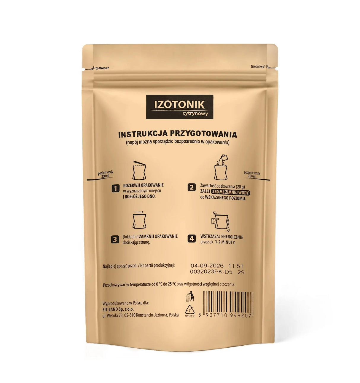 Izotonik cytrynowy 20 g - Izotonik - Fit-Land - Sklep Fit-Land - Kup na www