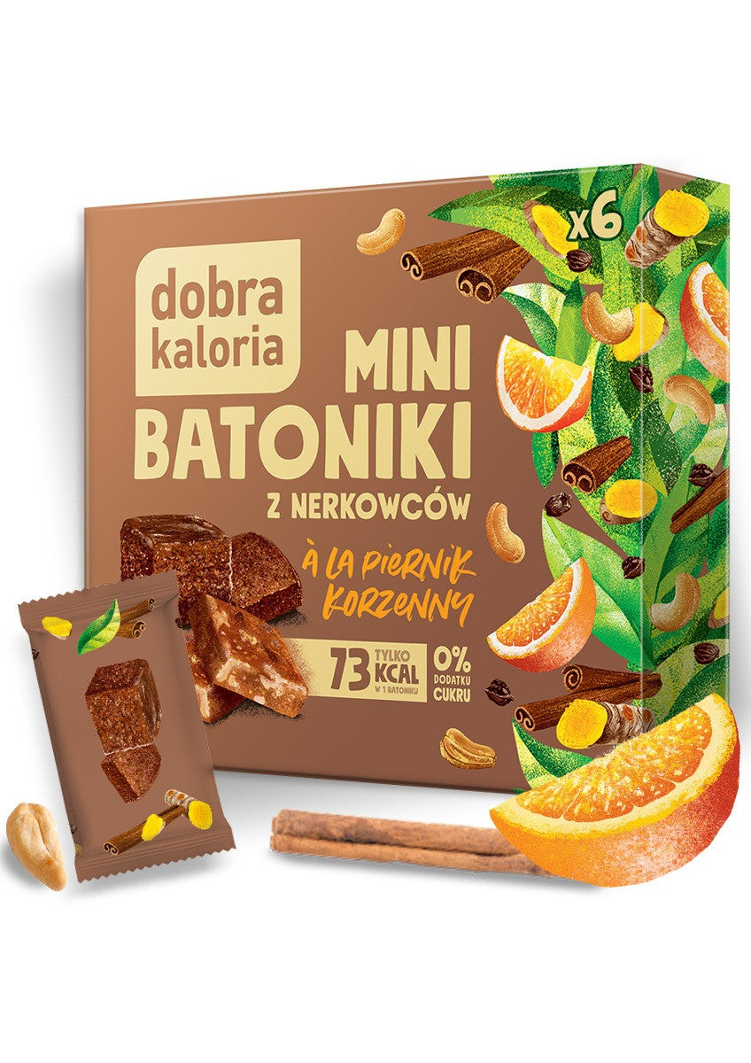Dobra Kaloria Mini batoniki z nerkowców Piernik Korzenny 102 g - Mini batoniki - Kubara Sp
