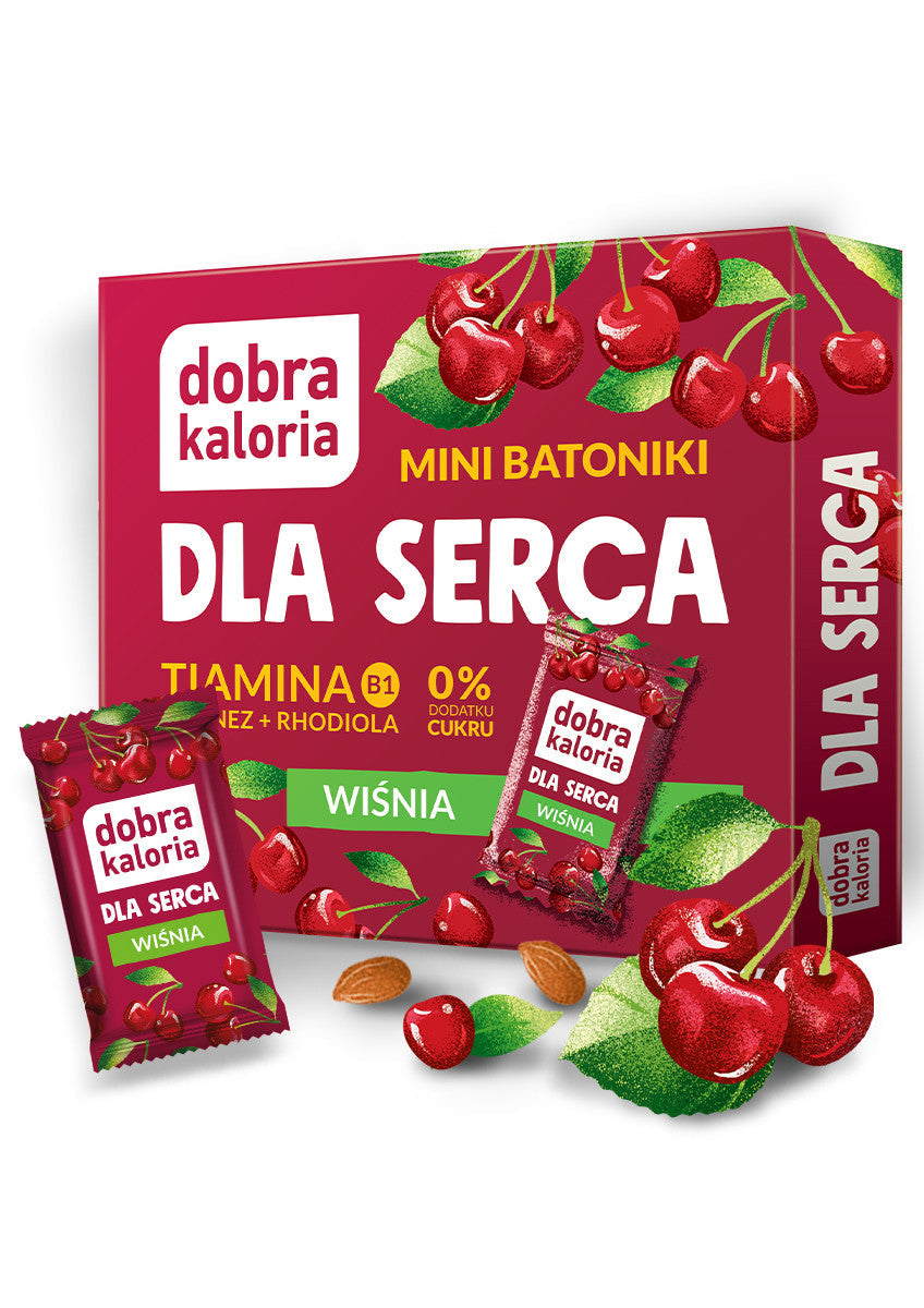 Dobra Kaloria Mini batoniki daktylowe Wiśnia Dla Serca 102 g - Mini batoniki - Kubara Sp