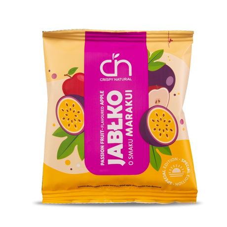 CRISPY NATURAL Jabłko o smaku marakui - Suszone chipsy z jabłek - Suszone chipsy - Crispy Natural - Sklep Fit-Land - Kup na www