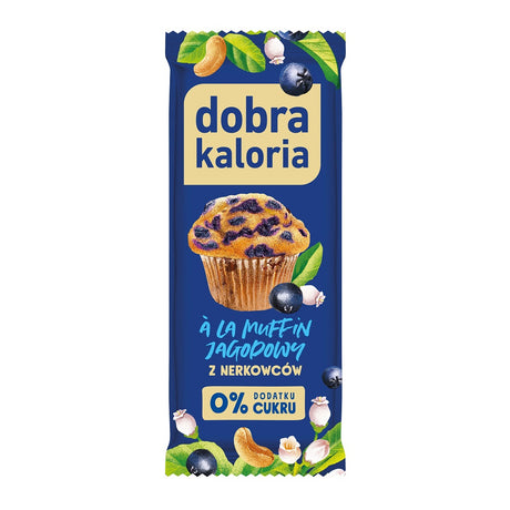 Dobra Kaloria Baton z nerkowców A'la Muffin Jagodowy 35 g - Batony orzechowe - Kubara Sp