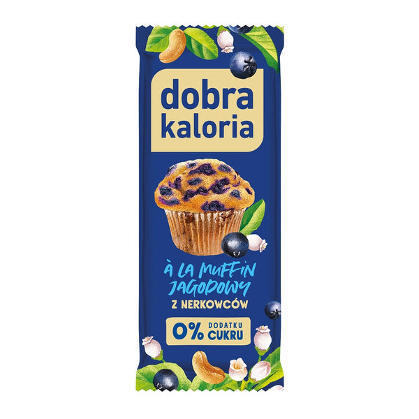 Dobra Kaloria Baton z nerkowców A'la Muffin Jagodowy 35 g - Batony orzechowe - Kubara Sp