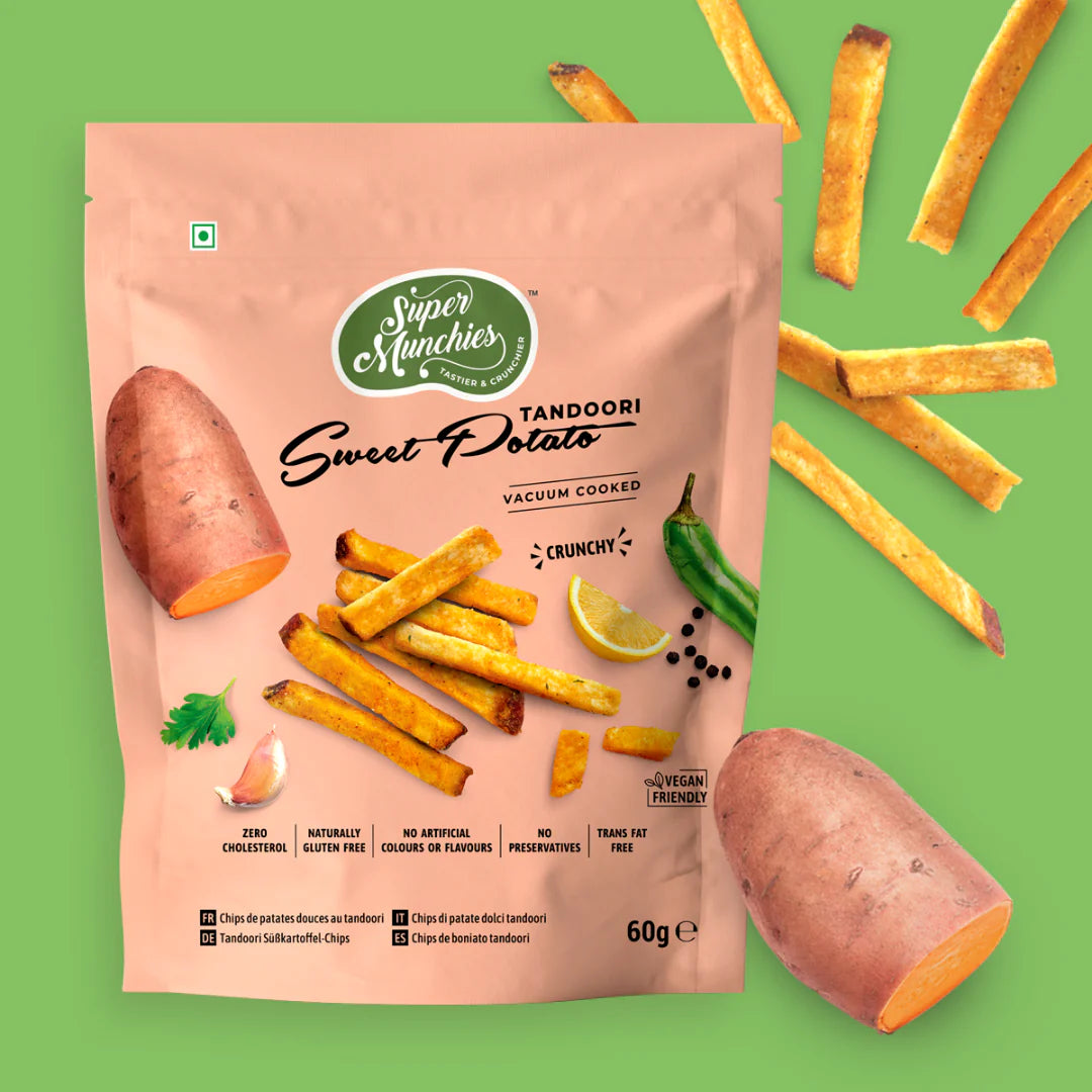 Super Munchies Chipsy Vacuum Cooked Batat Tandoori 60 g - - Sklep Fit-Land - Sklep Fit-Land - Kup na www