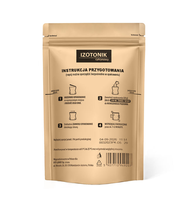 Izotonik cytrynowy 20 g - Izotonik - Fit-Land - Sklep Fit-Land - Kup na www.fit-land.eu
