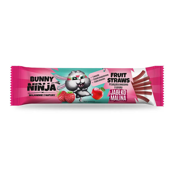 BUNNY NINJA Przekąska owocowa FRUIT STRAWS o smaku Jabłko Malina 16 g - Przekąski owocowe - BUNNY NINJA - Sklep Fit-Land - Kup na www
