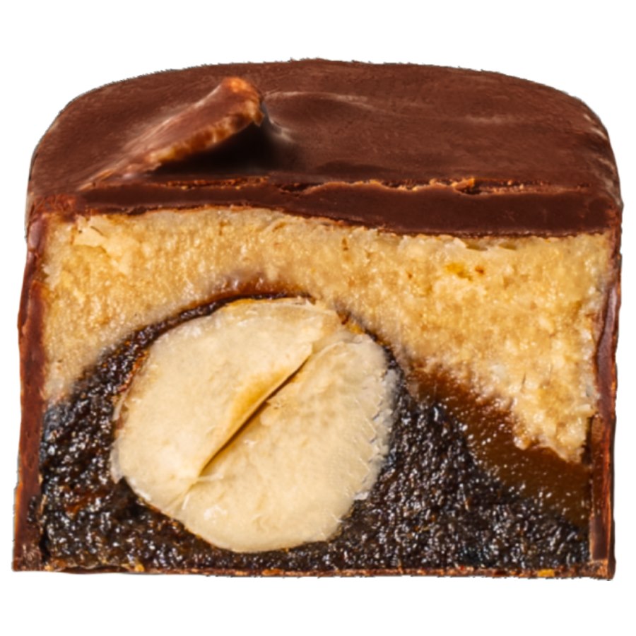 FIZI Hazelnut Caramel Baton bezglutenowy Orzech Laskowy i Karmel w polewie czekoladowej 45 g - Batony orzechowe - FIZI - Sklep Fit-Land - Kup na www