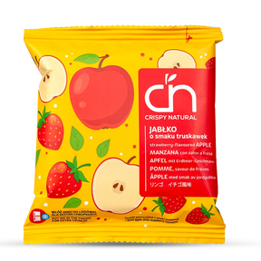 CRISPY NATURAL Jabłko o smaku truskawek - Suszone chipsy z jabłek - Chipsy owocowe - Crispy Natural - Sklep Fit-Land - Kup na www