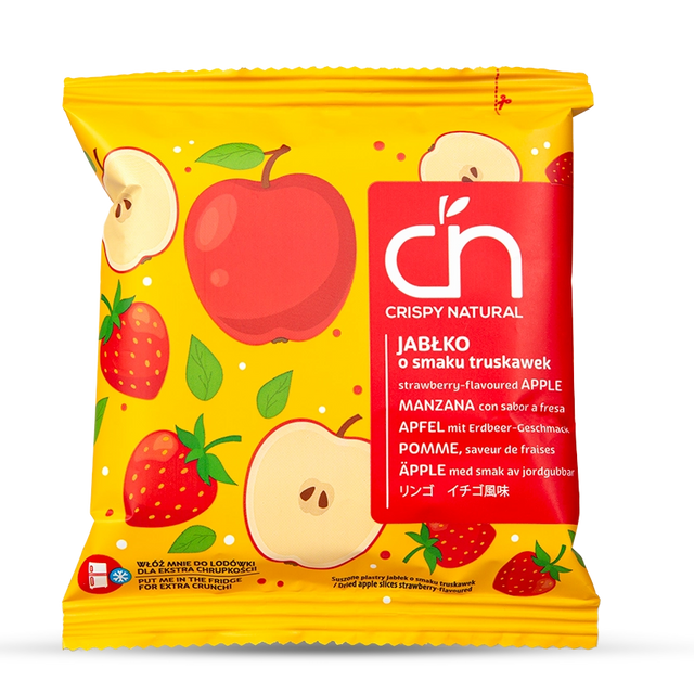 CRISPY NATURAL Jabłko o smaku truskawek - Suszone chipsy z jabłek - Suszone chipsy - Crispy Natural - Sklep Fit-Land - Kup na www.fit-land.eu