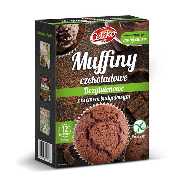 Celiko Muffiny czekoladowe z kremem budyniowym 310 g bezglutenowe - - Celiko - Sklep Fit-Land - Kup na www.fit-land.eu