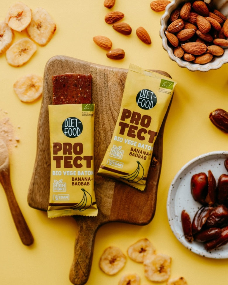 DIET FOOD Bio Wegański Batonik PROTECT Banan z baobabem 35 g - Batony owocowe - PPHU MIPAMA E