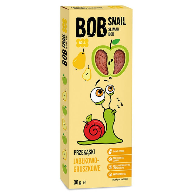 BOB SNAIL Rollsy owocowe Jabłko Gruszka 30 g - Słodycze - Bob Snail - Sklep Fit-Land - Kup na www.fit-land.eu