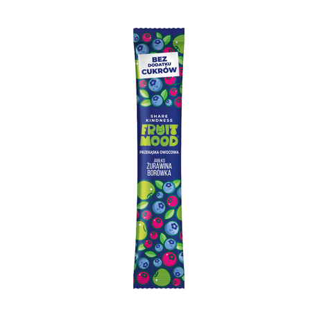 FRUIT MOOD Batonik owocowy Żurawina i Borówka bez dodatku cukru 10 g - Batony owocowe - Sergio LLC - Sklep Fit-Land - Kup na www