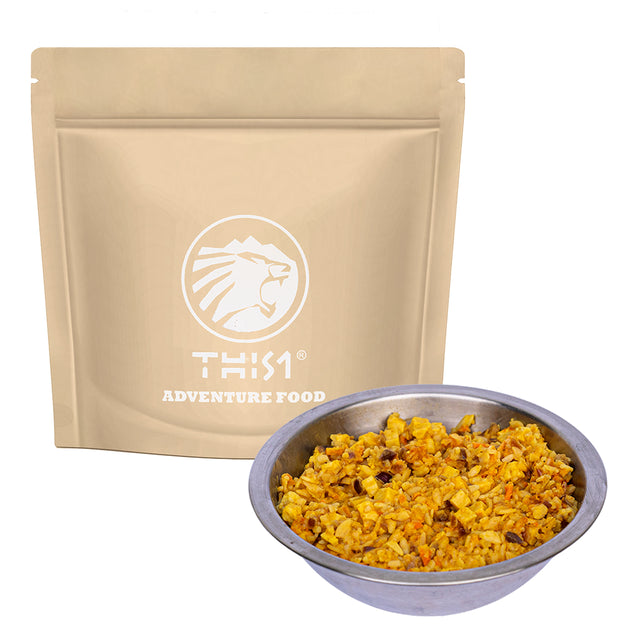 Kurczak w Sosie Curry z Ryżem 130 g / 550 g THIS-1 - Danie liofilizowane - THIS-1 - Sklep Fit-Land - Kup na www.fit-land.eu