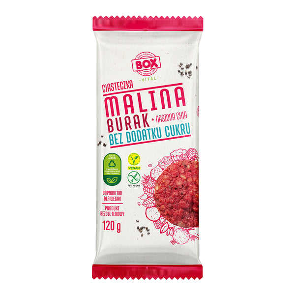 ZPC BOX Ciasteczka Malina, Burak i Nasiona Chia bez dodatku cukru 120 g - Ciasteczka - ZPC BOX - Sklep Fit-Land - Kup na www