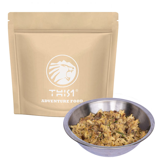 Makaron w sosie śmietanowym z pieczarkami i brokułami 135 g / 555 g THIS-1 - Danie liofilizowane - THIS-1 - Sklep Fit-Land - Kup na www.fit-land.eu