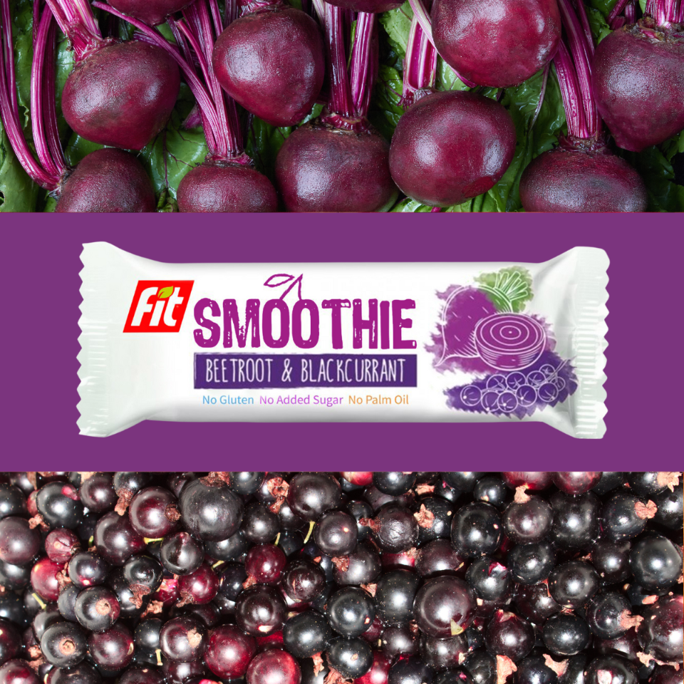 Fit SMOOTHIE Baton owocowo-warzywny z czerwonym burakiem i czarną porzeczką 32 g - Baton owocowy - Usovsko Food - Sklep Fit-Land - Kup na www