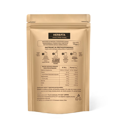 Napój herbaciany ananas, mango i limetka 15 g - Herbata - Fit-Land - Sklep Fit-Land - Kup na www
