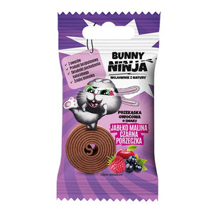 BUNNY NINJA Przekąska owocowa FRUIT ROLLS o smaku Jabłko Malina Czarna Porzeczka 15 g - Przekąski owocowe - BUNNY NINJA - Sklep Fit-Land - Kup na www
