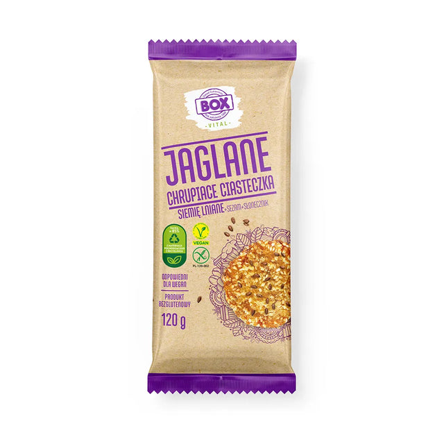 ZPC BOX Chrupiące ciasteczka jaglane Siemie Lniane, Sezam, Słonecznik 120 g - Ciastka i wafelki - Sklep Fit-Land - Sklep Fit-Land - Kup na www.fit-land.eu