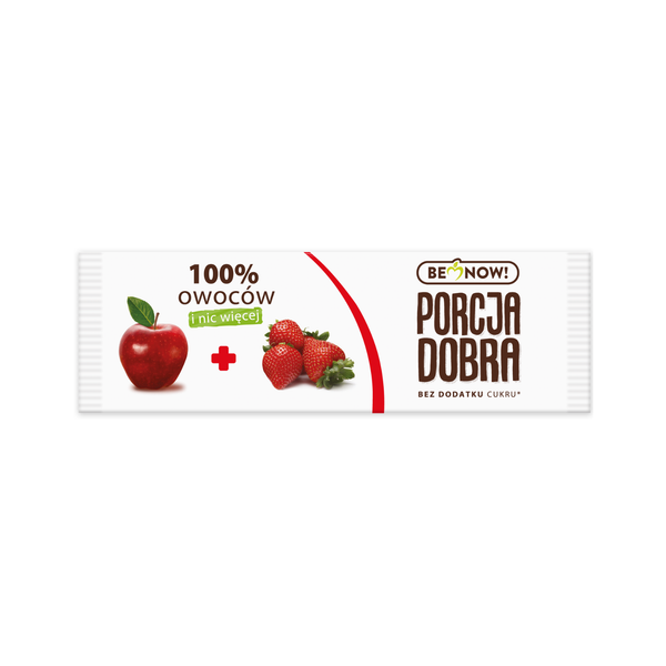 Porcja Dobra Przekąska owocowa 100% listek Jabłko Truskawka 16 g - Przekąski owocowe - Porcja Dobra - Sklep Fit-Land - Kup na www