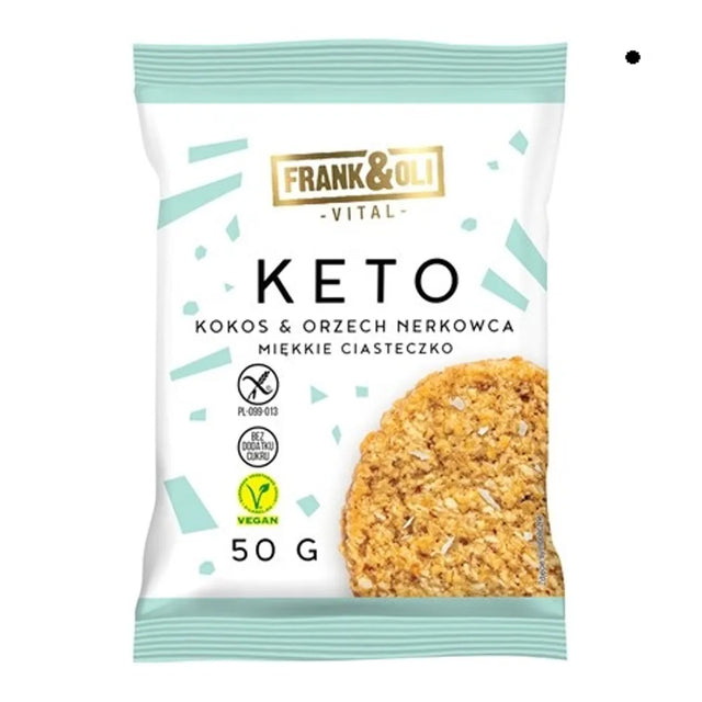 Frank&Oli Ciasteczko KETO Kokos i Orzech Nerkowca 50g - Ciasteczko - Frank&Oli - Sklep Fit-Land - Kup na www.fit-land.eu
