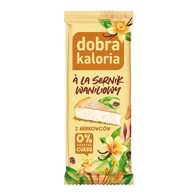 Dobra Kaloria Baton z nerkowców Sernik Waniliowy 35 g - Baton z nerkowców - Dobra Kaloria - Sklep Fit-Land - Kup na www.fit-land.eu