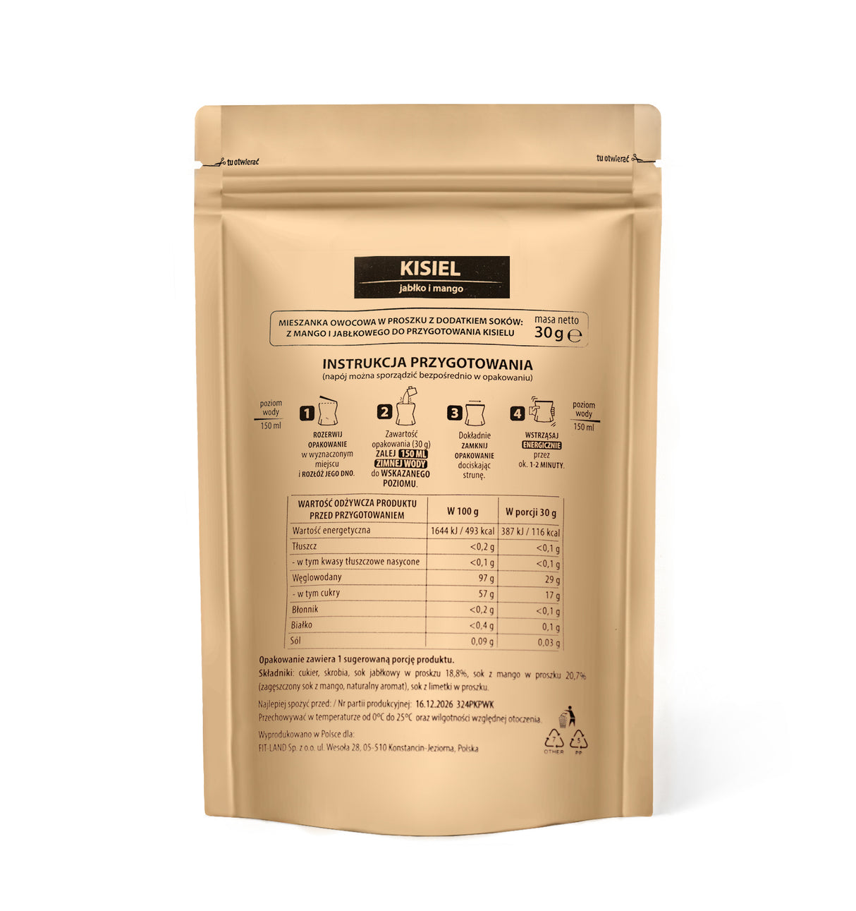 Kisiel jabłko i mango 30 g - Kisiel - Fit-Land - Sklep Fit-Land - Kup na www