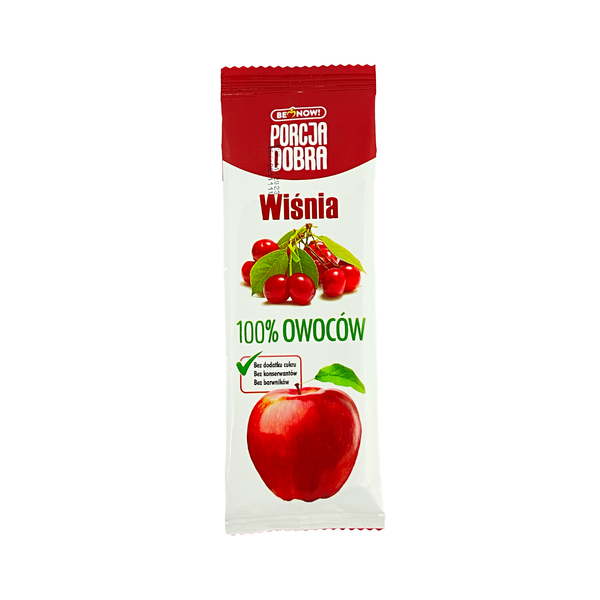 Porcja Dobra Przekąska owocowa 100% listek Jabłko Wiśnia 16 g - Przekąski owocowe - Porcja Dobra - Sklep Fit-Land - Kup na www