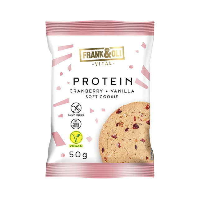 Frank&Oli Ciasteczko proteinowe Żurawina i Wanilia 50 g - Ciasteczko - Frank&Oli - Sklep Fit-Land - Kup na www.fit-land.eu