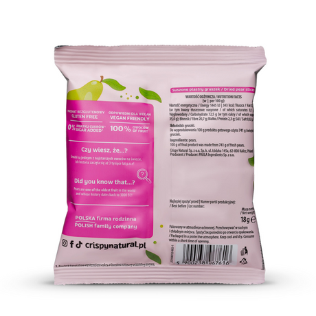 CRISPY NATURAL Gruszka 100% - Suszone chipsy z gruszki - Suszone chipsy - Crispy Natural - Sklep Fit-Land - Kup na www