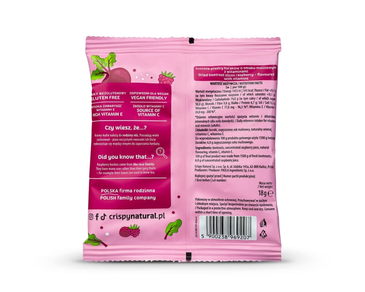 CRISPY NATURAL Burak o smaku malin - Suszone chipsy z buraka - Chipsy i chrupki - Crispy Natural - Sklep Fit-Land - Kup na www