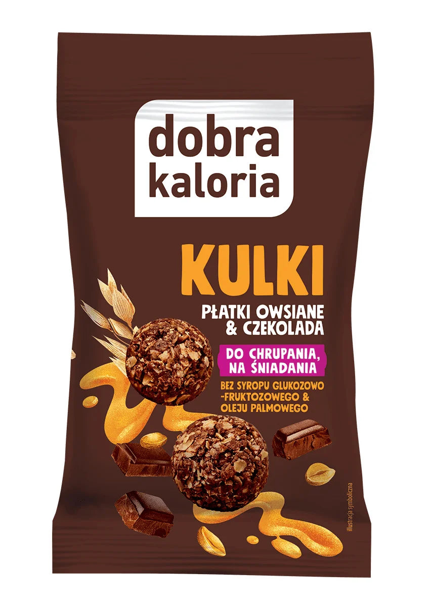 Dobra Kaloria Kulki śniadaniowe Płatki Owsiane i Belgijska Czekolada 40 g - Kulki mocy - Kubara Sp