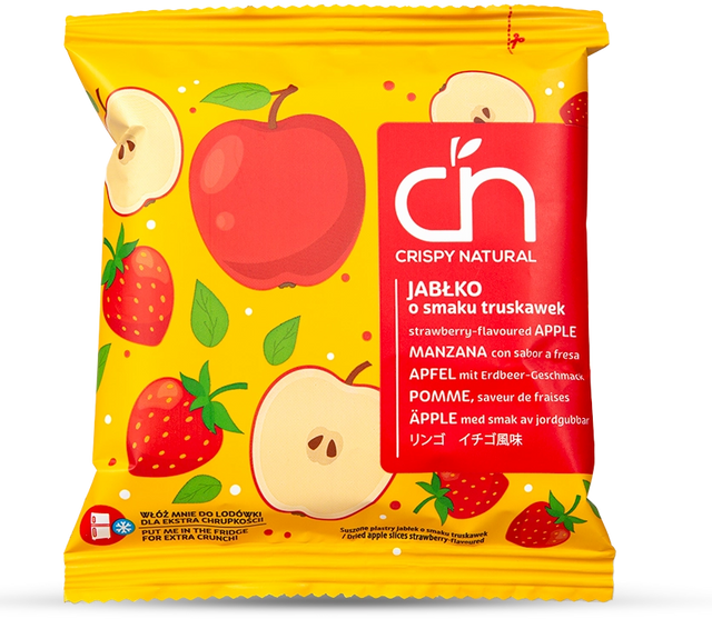 CRISPY NATURAL Jabłko o smaku truskawek - Suszone chipsy z jabłek