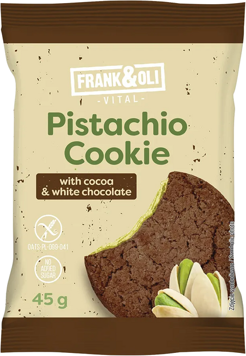 Frank&Oli Ciasteczko pistacjowe z Kakao i Białą Czekoladą 45 g
