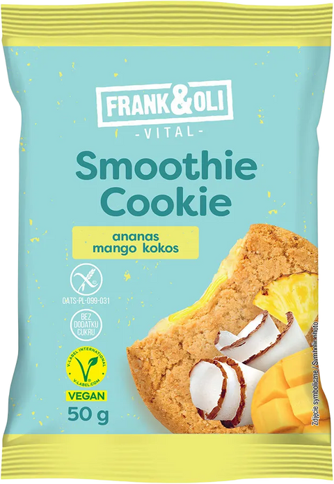Frank&Oli Ciasteczko owocowe Smoothie Ananas, Mango i Kokos 50 g