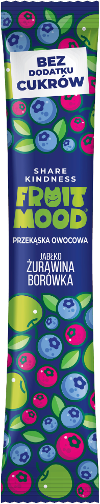 FRUIT MOOD Batonik owocowy Żurawina i Borówka bez dodatku cukru 10 g