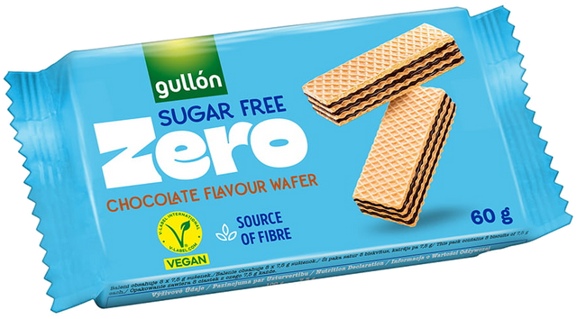 Gullon Wafle czekoladowe bez dodatku cukru 60 g