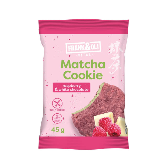Frank&Oli Ciastko Matcha Malina i Biała Czekolada 45 g - Ciastka i wafelki - Sklep Fit-Land - Sklep Fit-Land - Kup na www.fit-land.eu