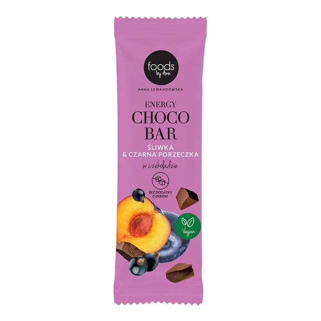 Foods by Ann Baton Energy Choco Bar Śliwka i Czarna Porzeczka w Czekoladzie 35 g - Baton daktylowy - Foods by Ann - Sklep Fit-Land - Kup na www.fit-land.eu