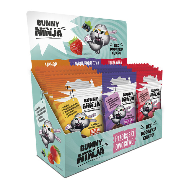 Zestaw przekąsek owocowych BUNNY NINJA rolka MIX 3 smaków 3x6 - Słodycze - Sklep Fit-Land - Sklep Fit-Land - Kup na www.fit-land.eu