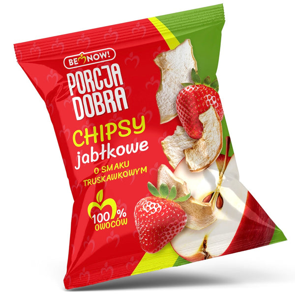 Porcja Dobra Chipsy jabłkowe o smaku truskawkowym 18 g - Chipsy owocowe - Porcja Dobra - Sklep Fit-Land - Kup na www