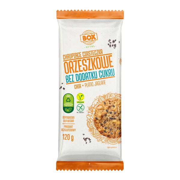 ZPC BOX Ciasteczka Orzeszkowe Chia i Płatki Jaglane bez dodatku cukru 120 g - Ciasteczka - ZPC BOX - Sklep Fit-Land - Kup na www